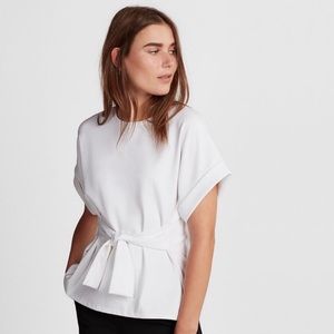 Express white top with tie at waist